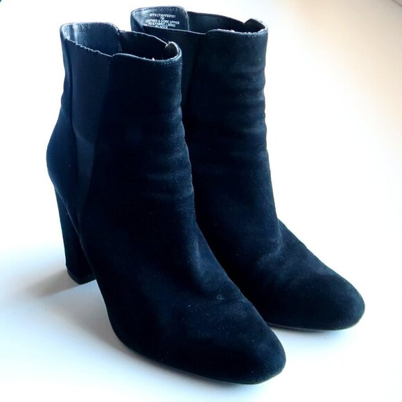 Steve Madden Effect Black Suede Leather Almond Toe Pull-on Ankle Boots Booties 7 - Picture 4 of 16
